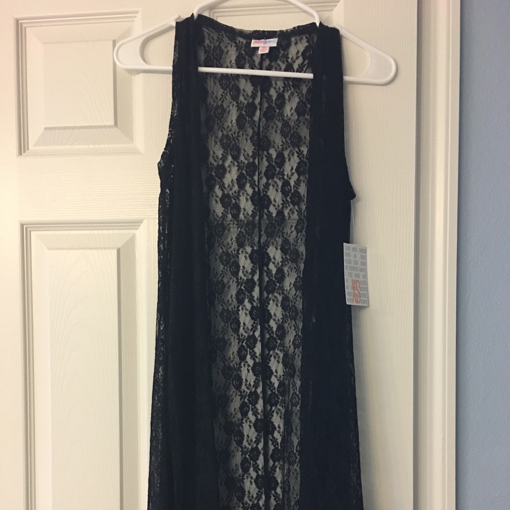 LuLaRoe Joy black lace vest